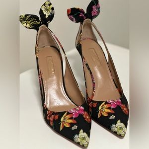 AQUAZZURA Deneuve Bow Pointed Toe Pump- size 7.5